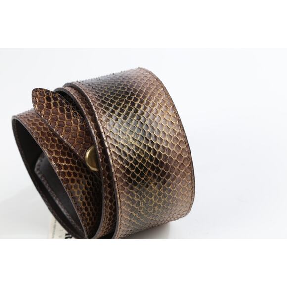 Vintage Snake Print Leather Wide Waist Belt Size L Textured Statement Italy